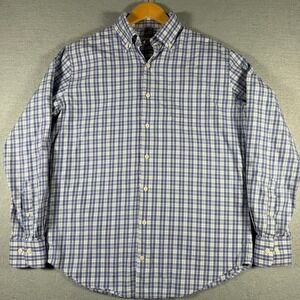 Peter Millar Mens‎ Plaid Button Down Shirt Blue Purple Cotton MF20W109RBL Size M